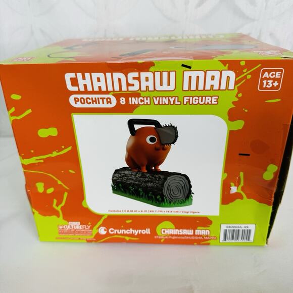 Chainsaw Man Pochita On A Log 8inch Vinyl Figure Built By Culturefly Crunchyroll - Picture 7 of 9